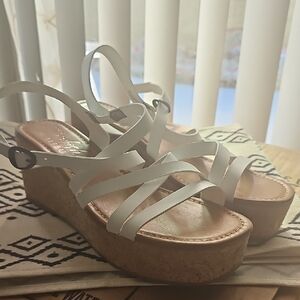Blowfish White Strappy Wedge Sandals
